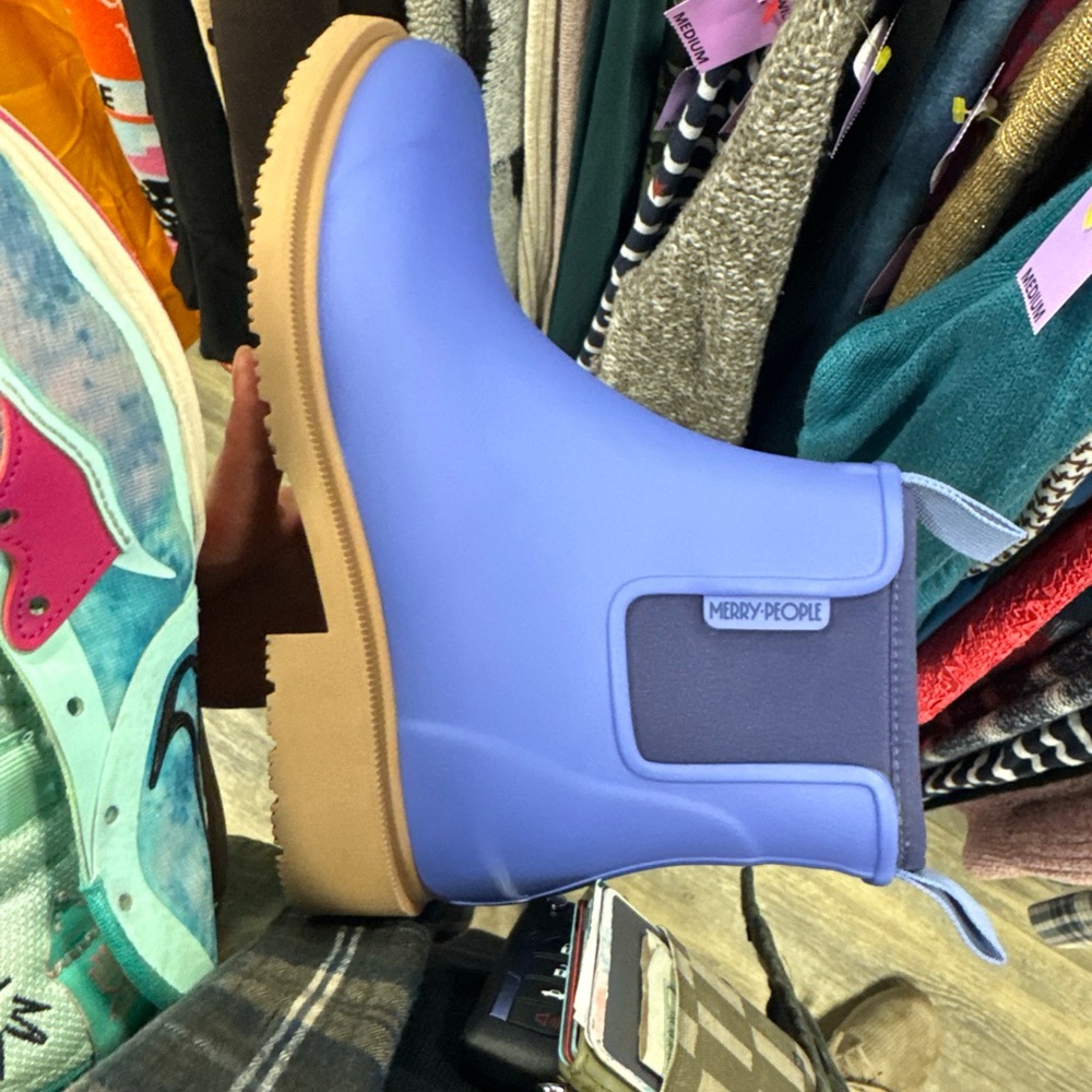 Merry People Purple Waterproof Chelsea Ankle Boots with Tan Sole - Picture 6 of 9